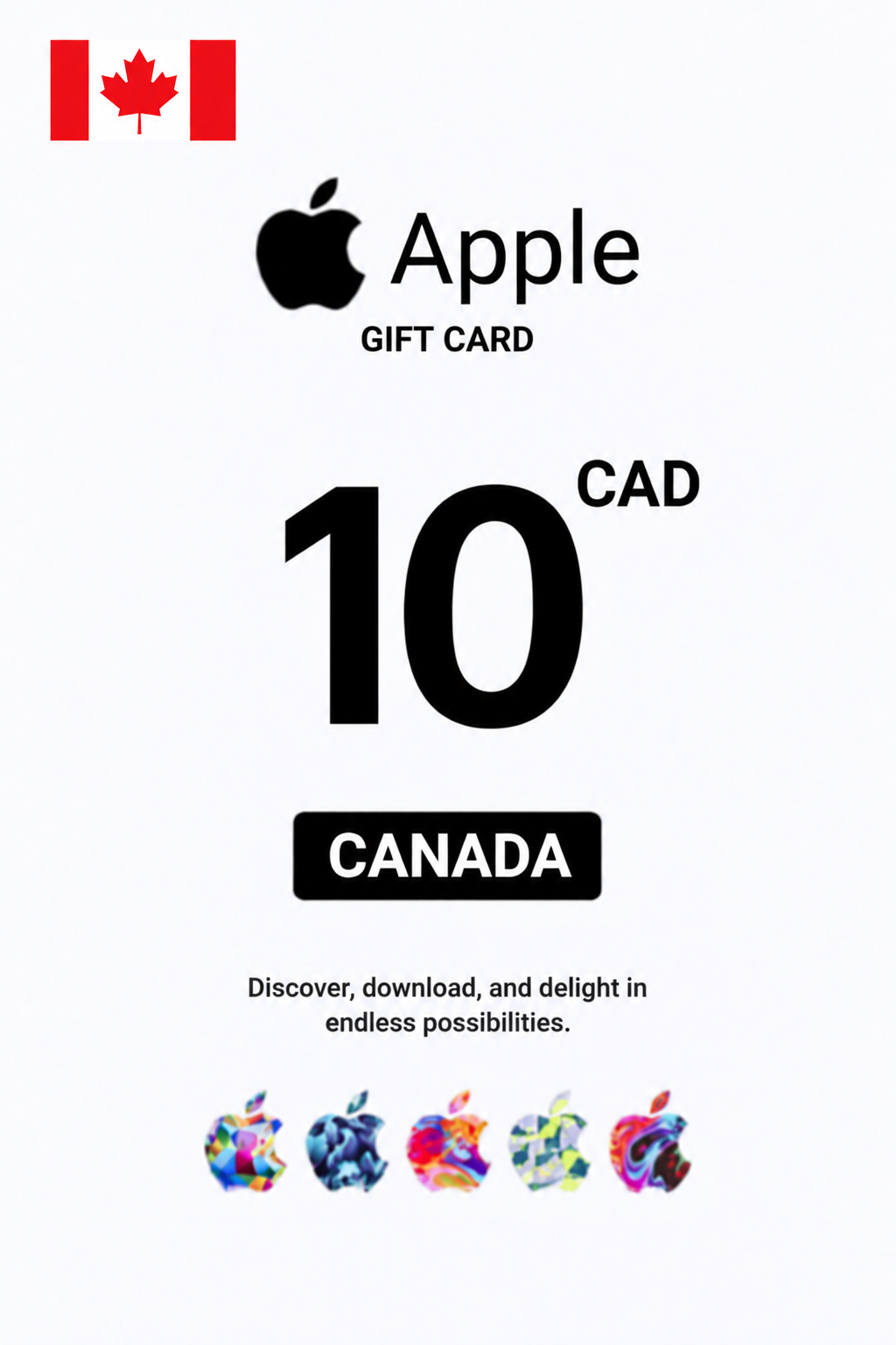 Carte cadeau Apple iTunes 10 CAD — code iTunes — Canada