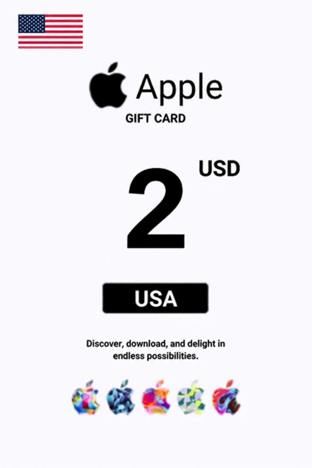Carte cadeau Apple iTunes 2 USD — code iTunes — États-Unis
