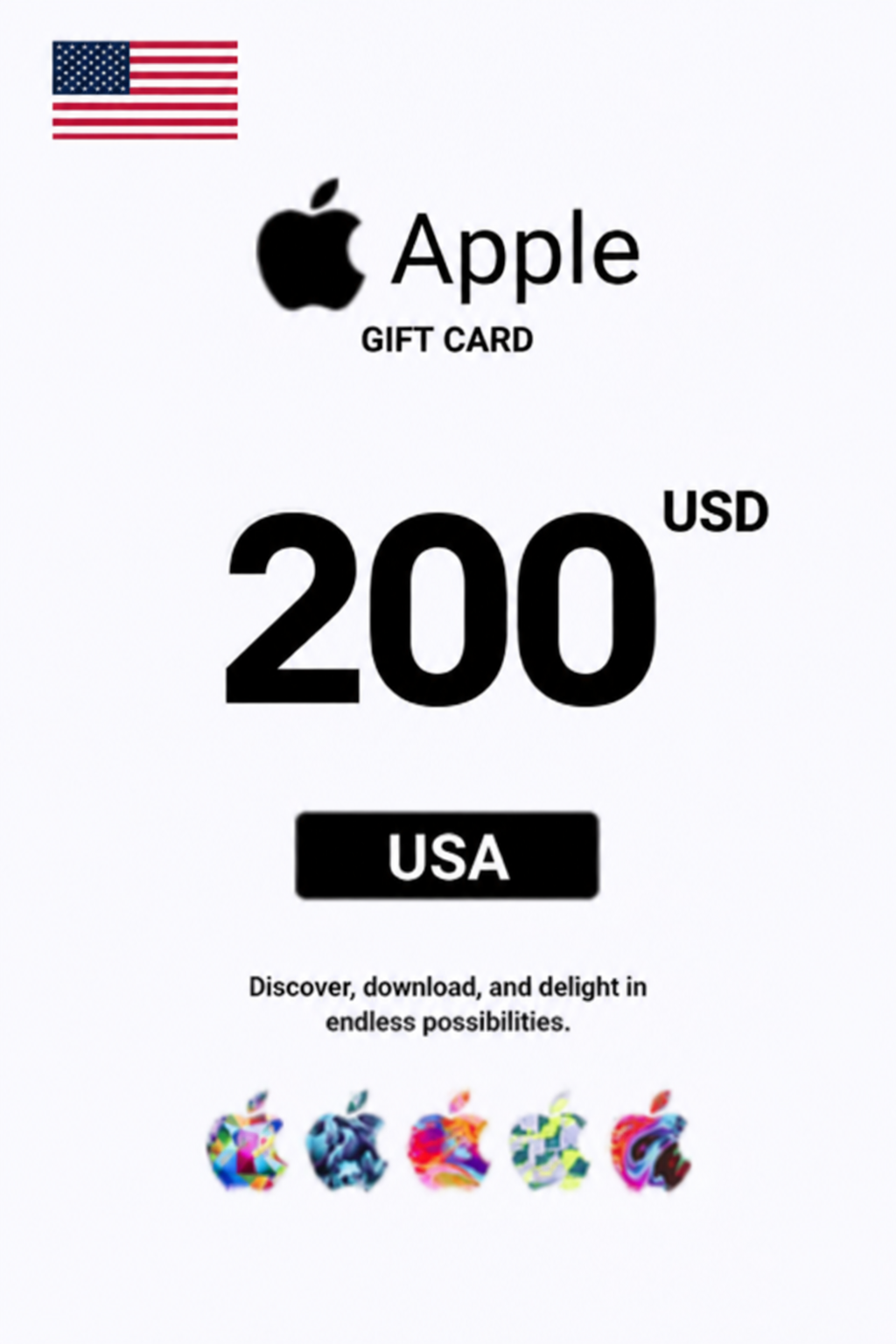 Carte cadeau Apple iTunes 200 USD — code iTunes — États-Unis
