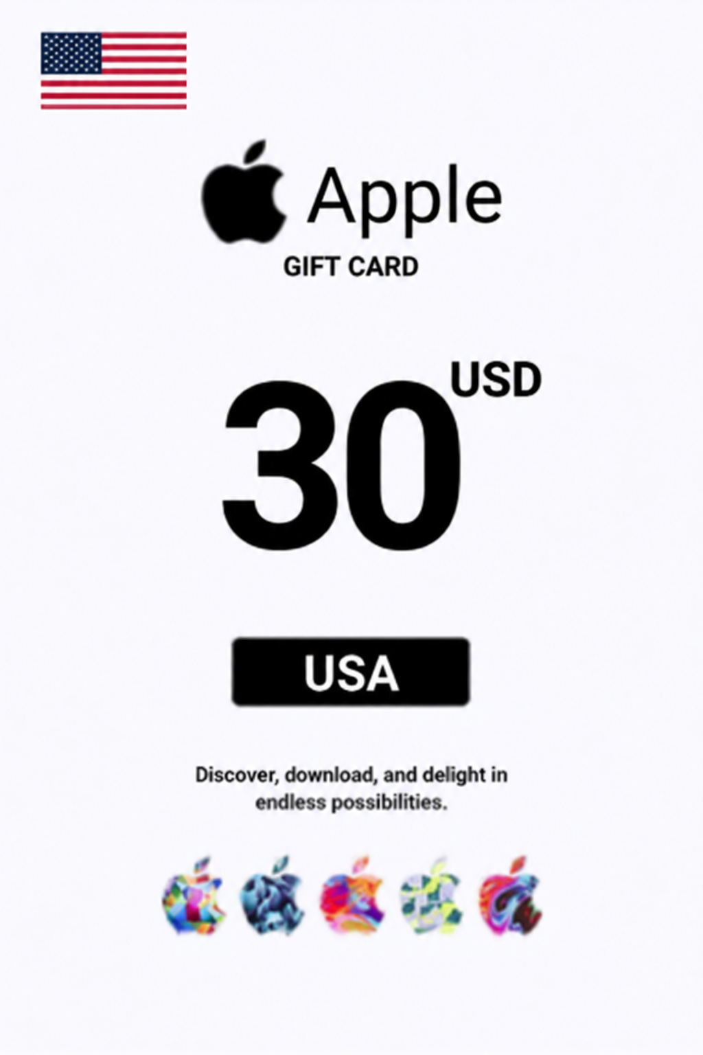 Carte cadeau Apple iTunes 30 USD — code iTunes — États-Unis