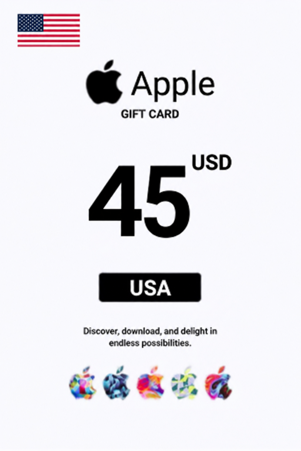 Carte cadeau Apple iTunes 45 USD — code iTunes — États-Unis