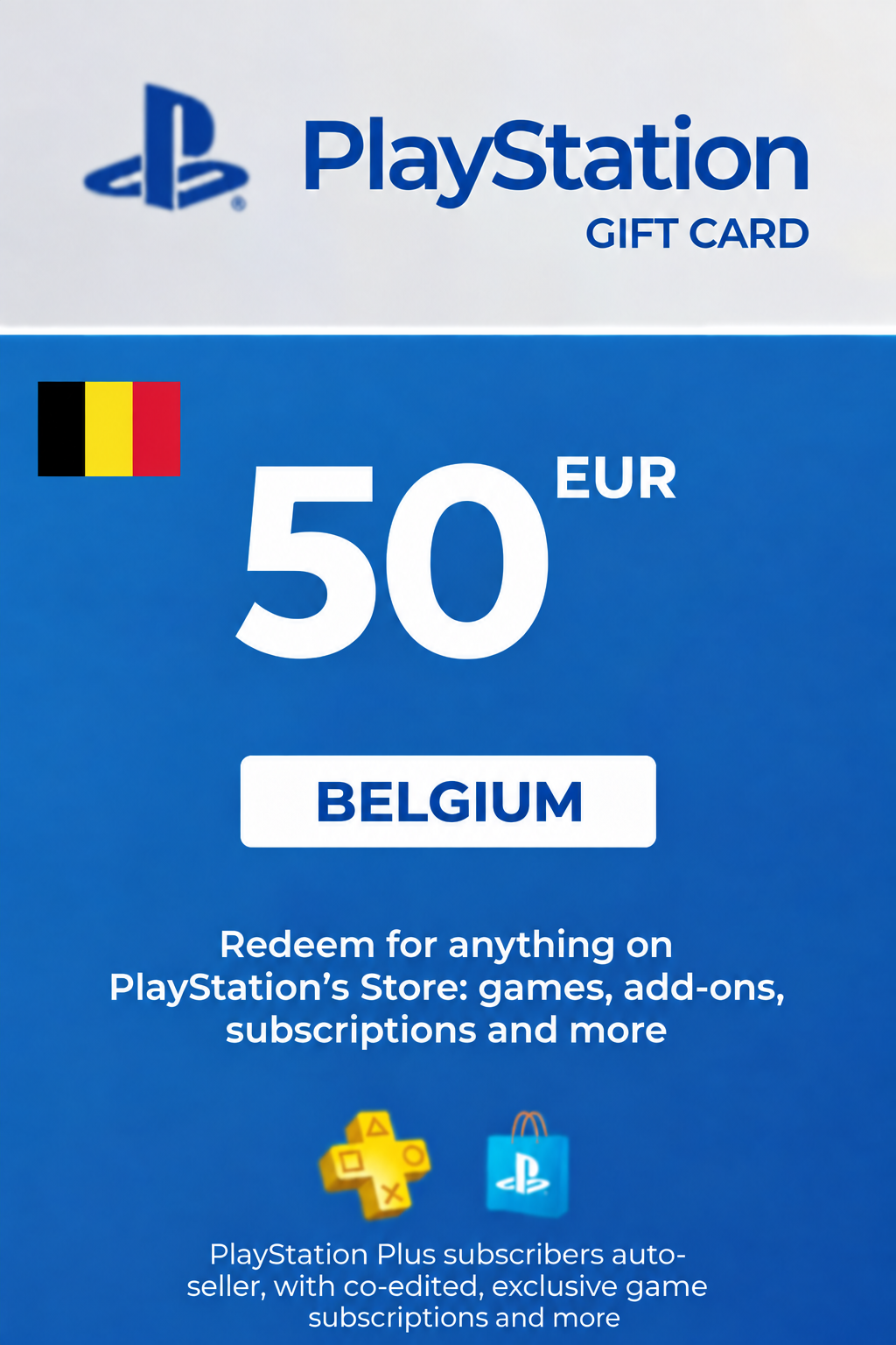 Carte cadeau PlayStation Network 50 EUR — PSN Belgique