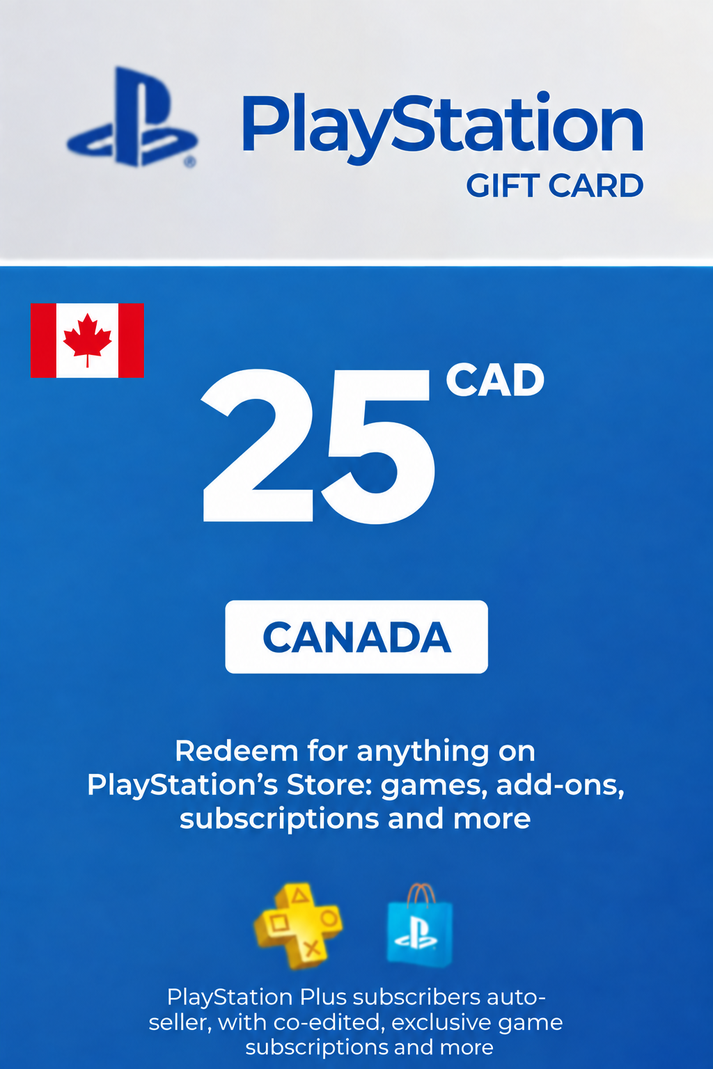 Carte cadeau PlayStation Network 25 CAD — PSN Canada