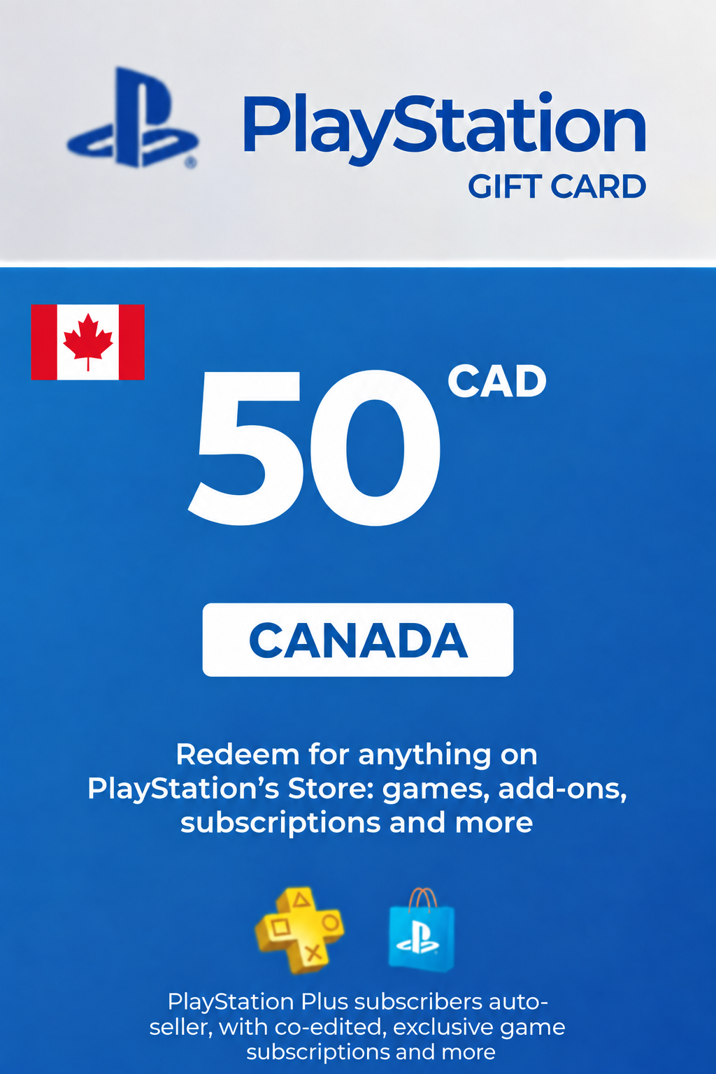 Carte cadeau PlayStation Network 50 CAD — PSN Canada