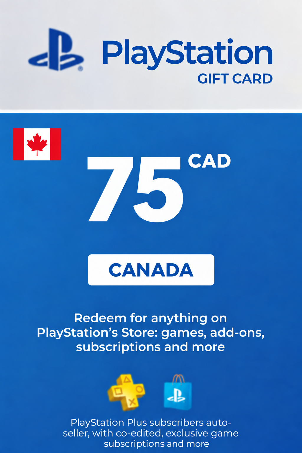 Carte cadeau PlayStation Network 75 CAD — PSN Canada