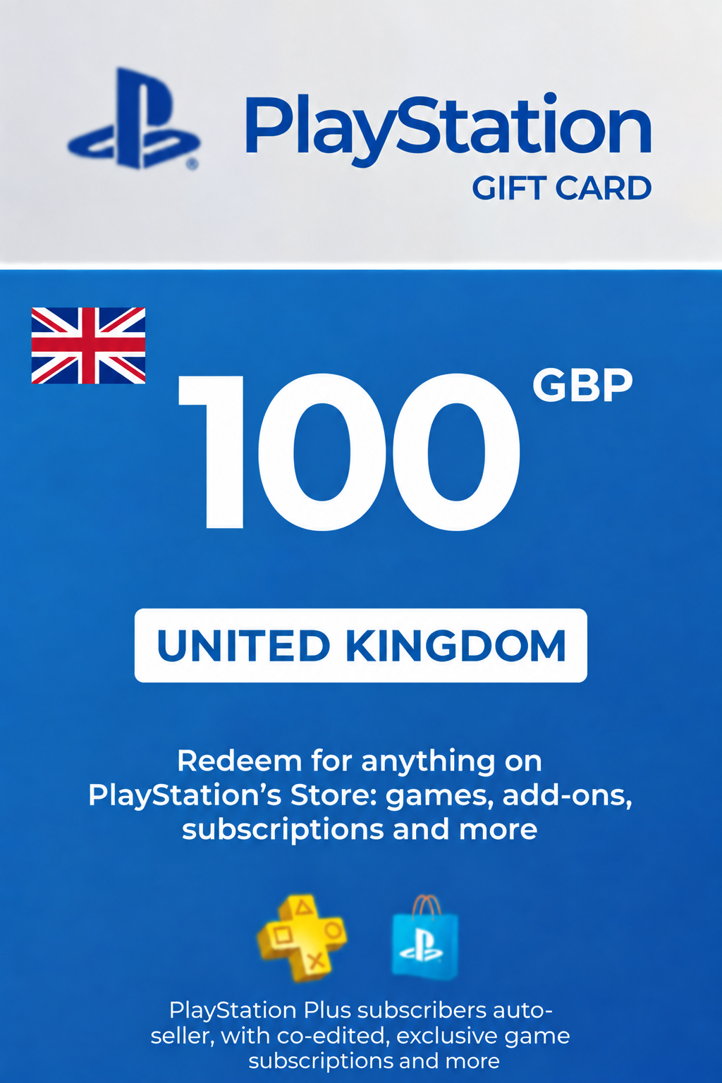 Carte cadeau PlayStation Network 100 GBP — PSN Royaume-Uni
