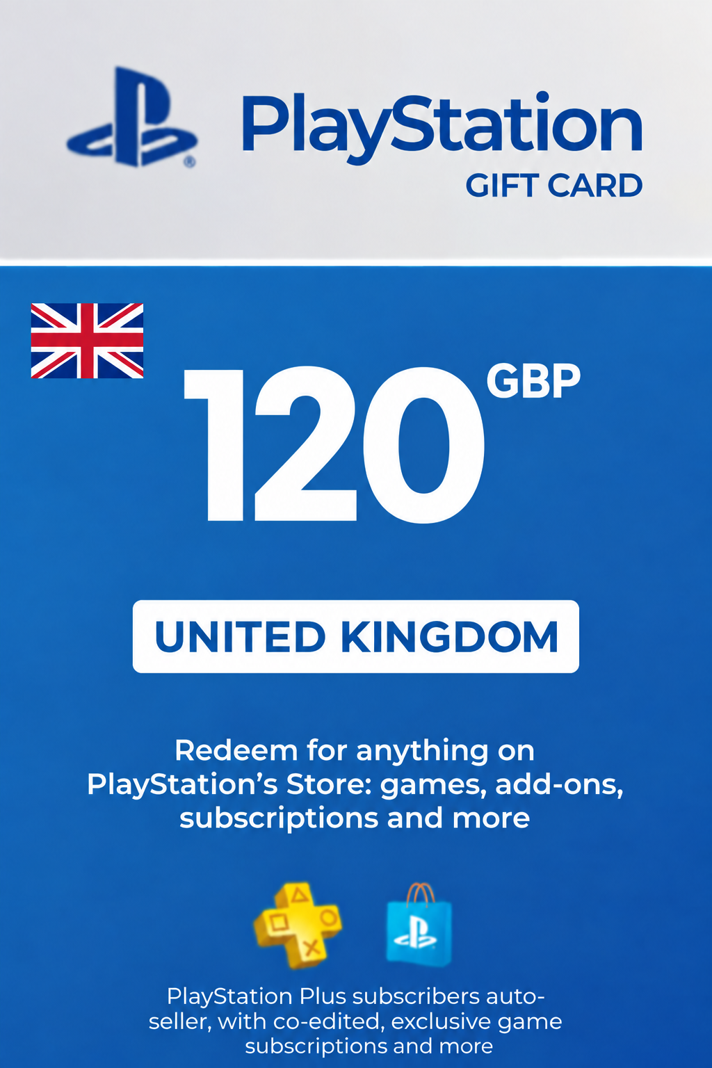Carte cadeau PlayStation Network 120 GBP — code PSN — Royaume-Uni
