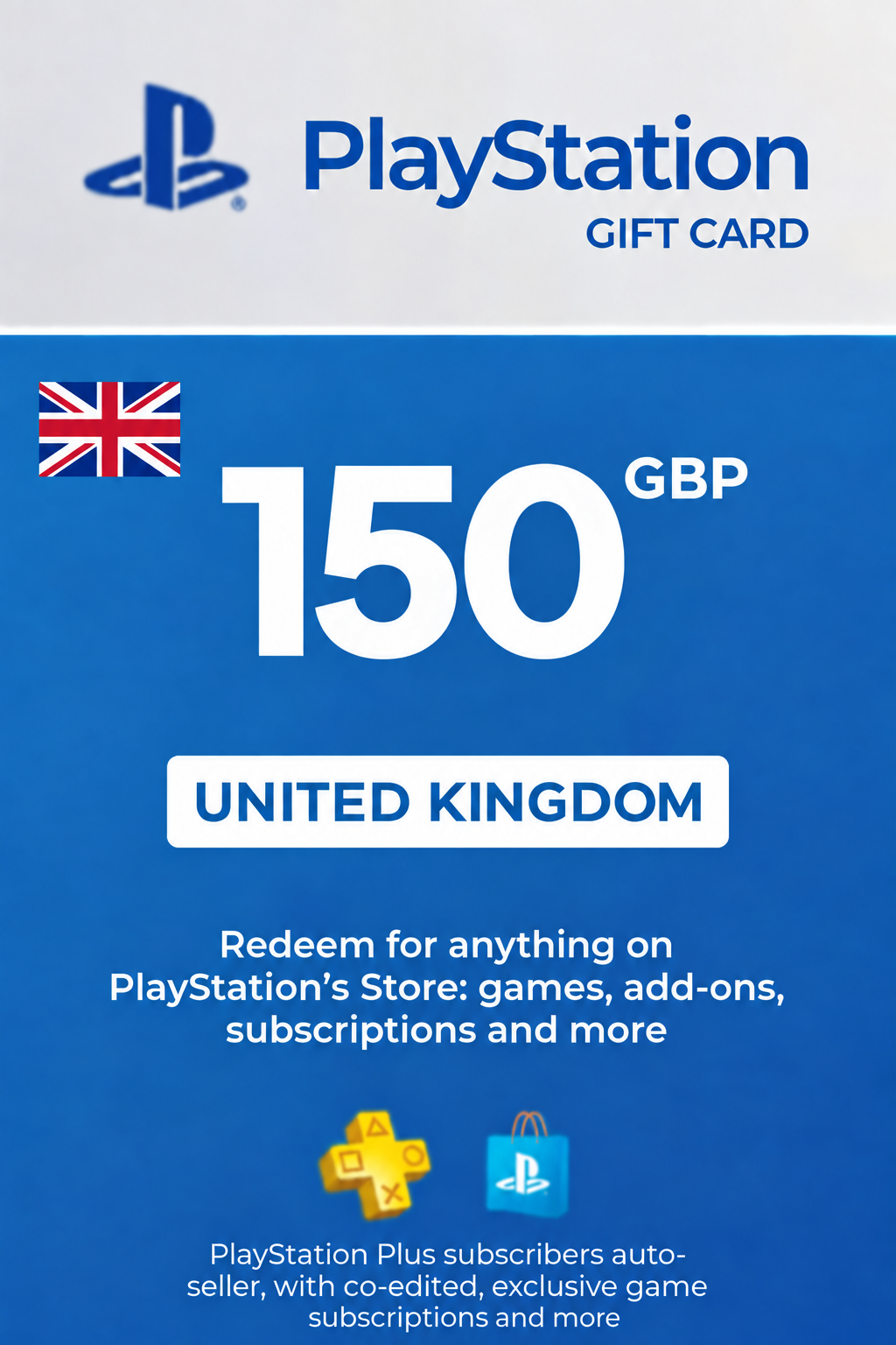 Carte cadeau PlayStation Network 150 GBP — code PSN — Royaume-Uni