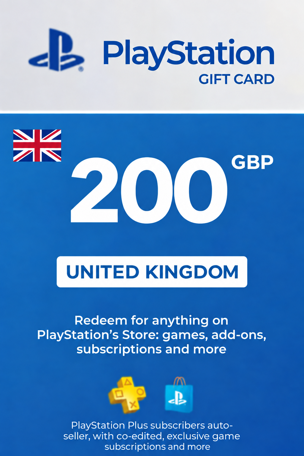 Carte cadeau PlayStation Network 200 GBP — code PSN — Royaume-Uni