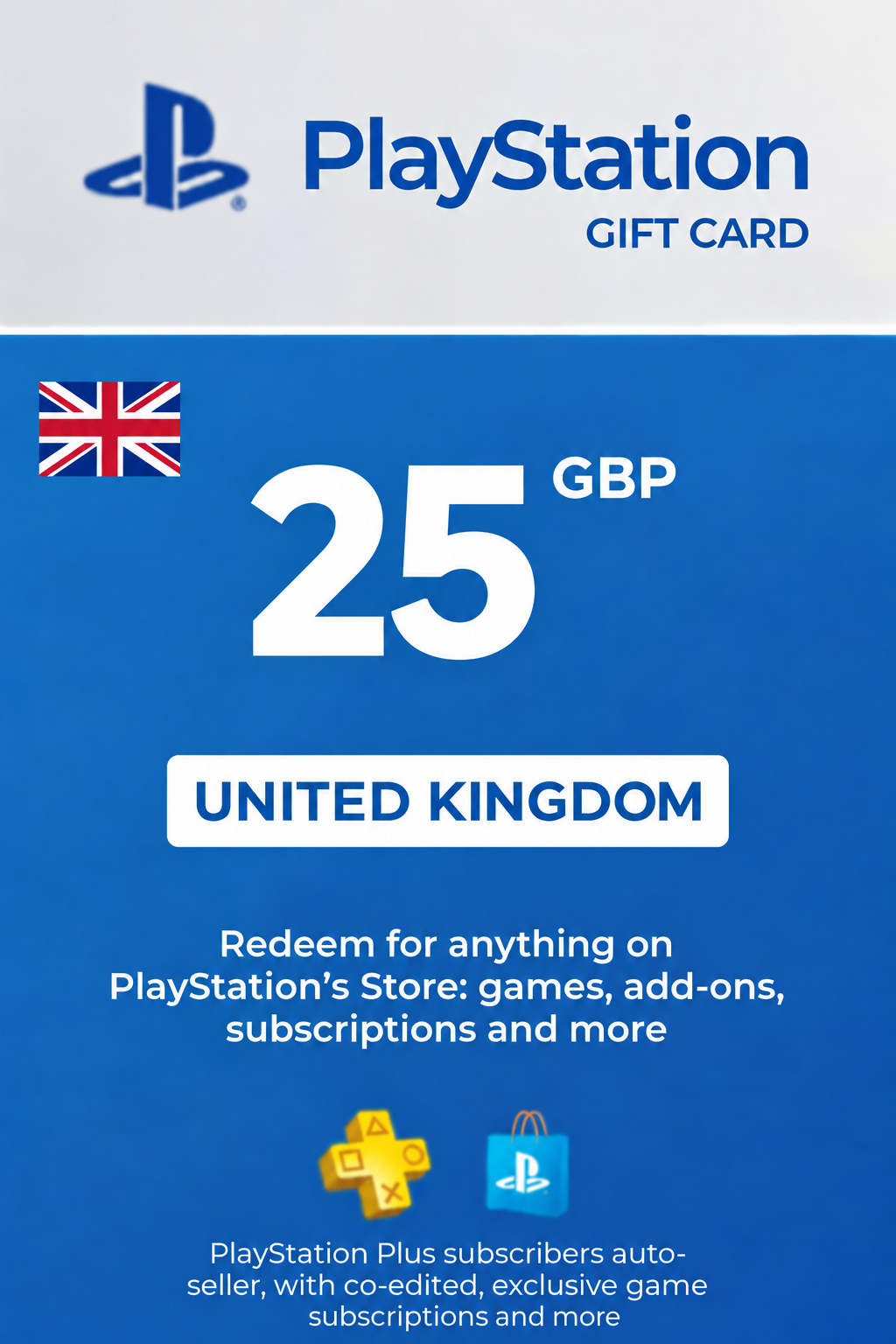 Carte cadeau PlayStation Network 25 GBP — PSN Royaume-Uni