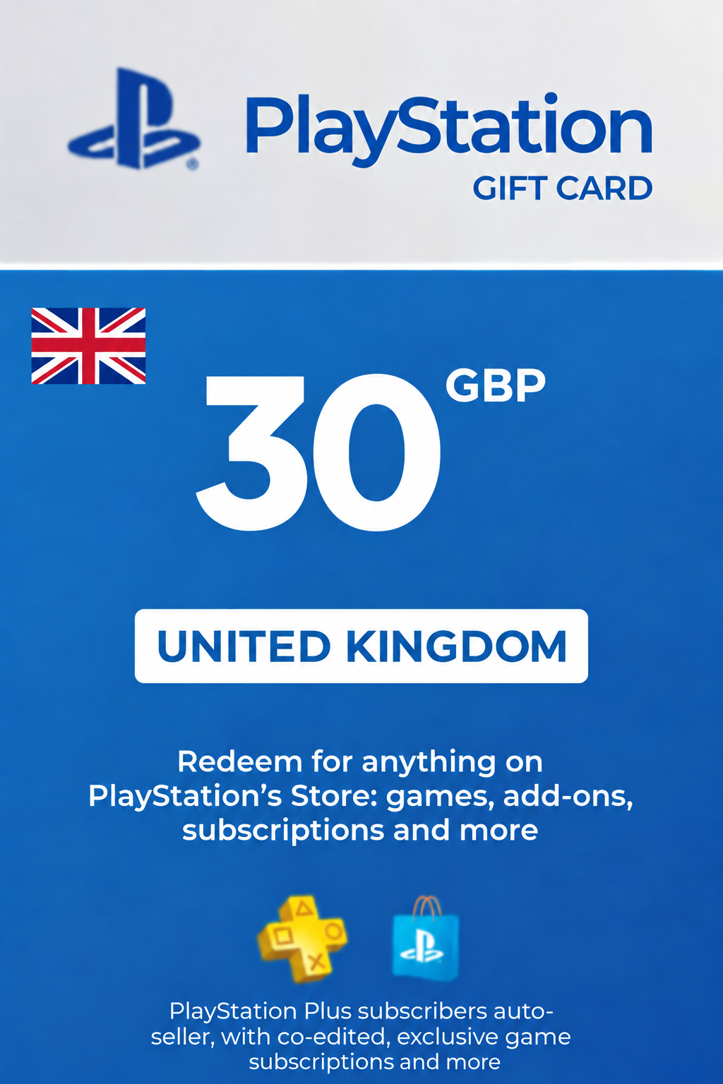 Carte cadeau PlayStation Network 30 GBP — PSN Royaume-Uni
