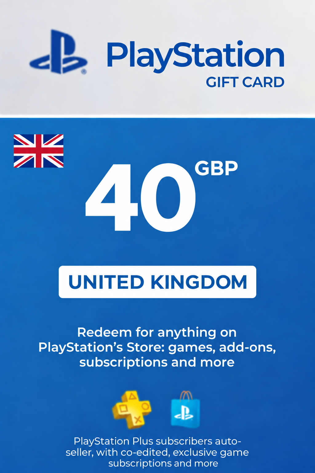 Carte cadeau PlayStation Network 40 GBP — PSN Royaume-Uni