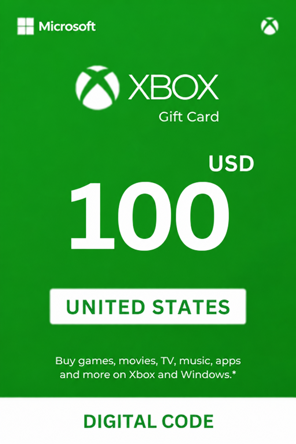 Carte cadeau Xbox Live 100 USD — États-Unis
