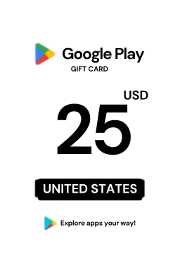 Carte cadeau Google Play 25 USD — code Google Play — États-Unis