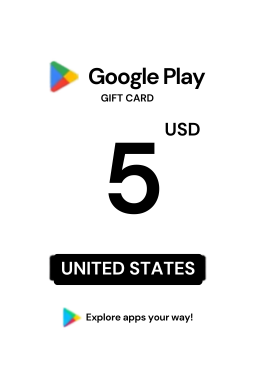 Carte cadeau Google Play 5 USD — code Google Play — États-Unis