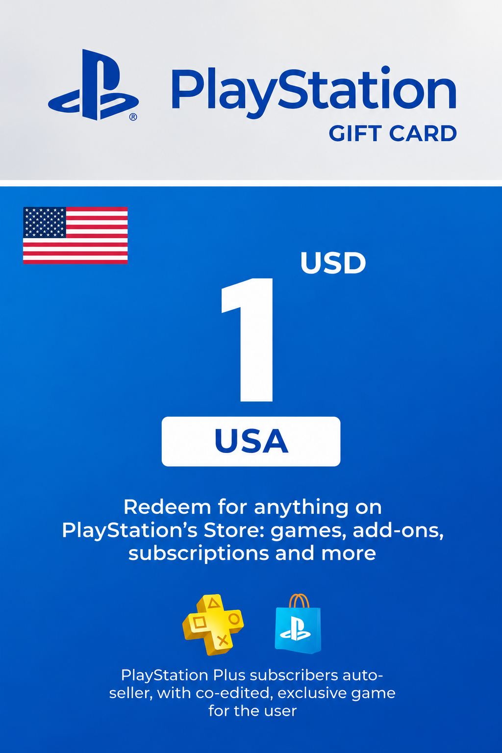 Carte cadeau PlayStation Network 1 USD — PSN États-Unis